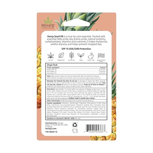 Hempz SPF 15 Lip Balm - Sweet Pineapple & Honey Melon 0.44 oz