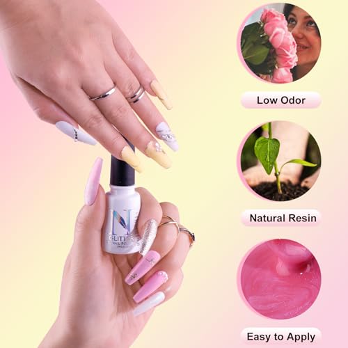 Noirwhite Chameleon Gel Nail Polish Set - 12 Trendy Neon Glitter Colors, DIY Manicure Kit