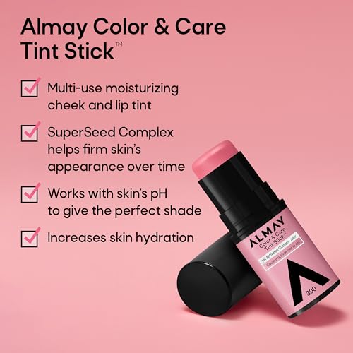 Almay Color & Care Tint Stick - Multi-Use Lip & Cheek Moisturizer, 400 Nude Flush