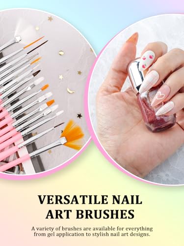 YOOVR Pink 28-in-1 Nail Art Tools Set with Stand - Professional Nail Brushes & Accessories