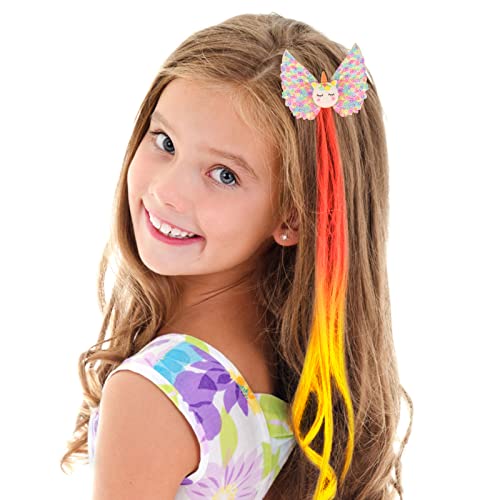 Curly Clips 6PK - 13in Unicorn Bow Hair Extensions for Girls