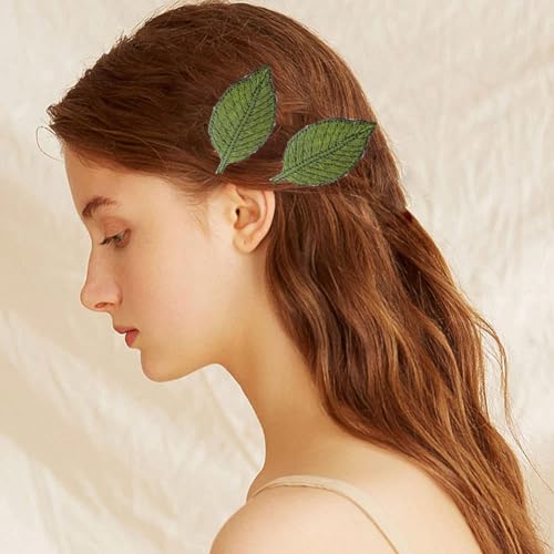 12pcs Vintage Leaf Hair Clips Set - Handmade Duckbill Hairpins (B)