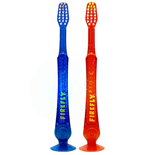 Kids Light Up Timer Toothbrush Pack of 2 with Suction Cup - Soft Bristles, Assorted