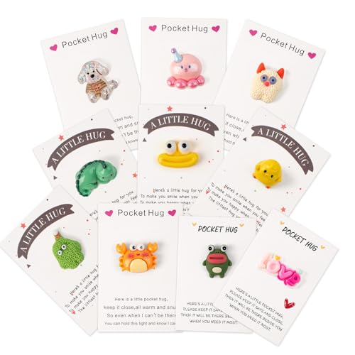 10 Adorable Pocket Hug Cards with Mini Figurines for Emotional Support