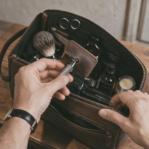 Hide & Drink Bourbon Brown Leather Double Edge Safety Razor Sheath - Travel Protective Cover
