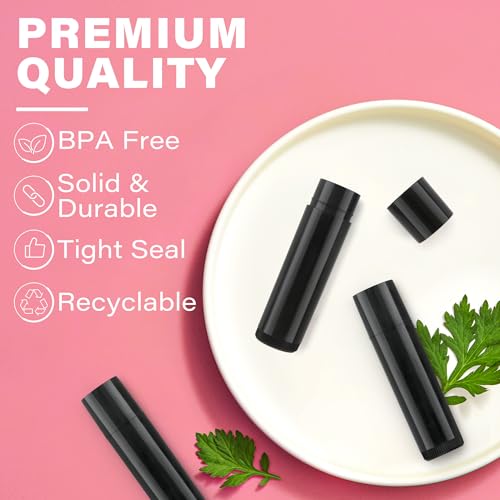 DIY Lip Balm Tubes Kit with Filling Tray & Spatula - 50 Black 4.5ml Containers
