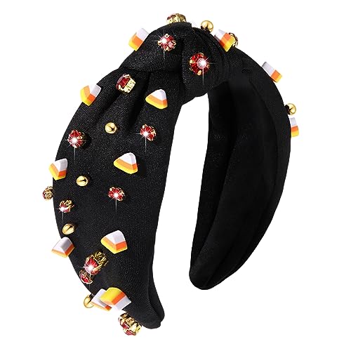 Mokkia Candy Corn Headband Halloween Costume Accessories Beaded Wide Knot Hairband