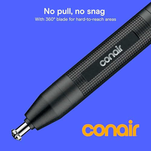 ConairMAN 360¡Æ Bevel Blade Ear and Nose Trimmer | Patented 360¡Æ beveled blade trims ear, nose, and brows with no pulling, Black/Silver, Model PG1000L5