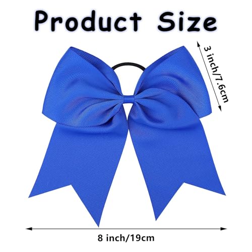 Blue Cheer Bows for Cheerleaders 2-Pack Elastic Hair Bows for Girls