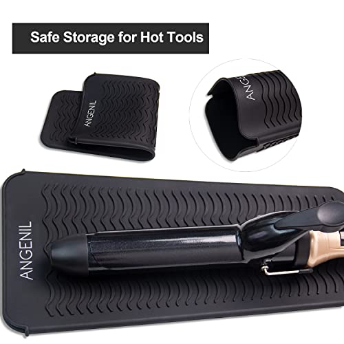 Silicone Heat Resistant Travel Mat Pouch for Hair Tools - Black | Fits Flat Iron, Curling Wand, Crimper