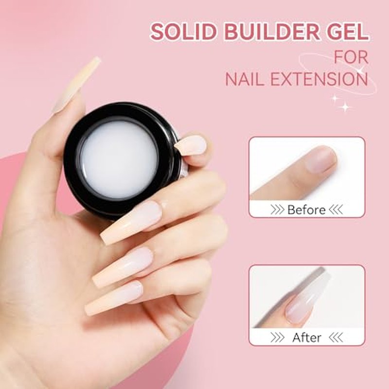 3D Nail Art Gel Clear and White Solid Builder Gel for Nails Non-Stick Hand Sculpture Hard Gels with Dual Form for Carving Patterns Decoration Nail Art Home Manicure DIY