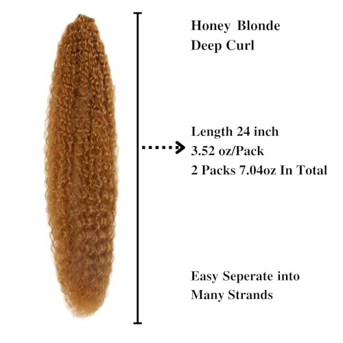 Gozill 24-inch Honey Blonde Boho Braiding Hair, Deep Wave Synthetic Crochet