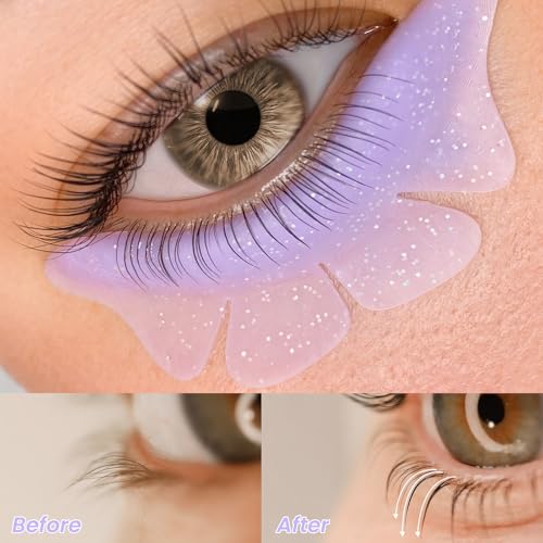 PERMANIA Purple Silicone Under Eye Pads & Lash Lift Rods, Reusable Eyelash Curler Tools
