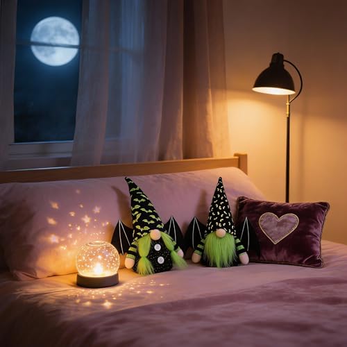 Green Bat Gnome Plush Decoration - Halloween Table Decor