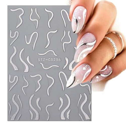 Gold Nail Stickers 6 Sheets DIY Nail Art Decals Self-Adhesive for Manicure & Pedicure