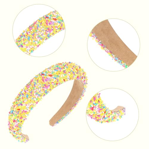 Semato Yellow Sprinkle Headband for Women – Wide Padded Donut Hair Band