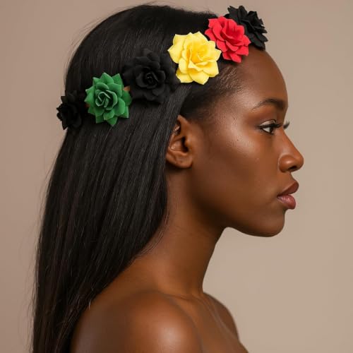 Rasta Rose Flower Crown Headband – Red, Yellow, Green Festival Headpiece