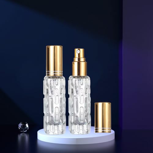 AGENIZ 15ML Gold Glass Refillable Perfume Atomizer Set - 8 Portable Spray Bottles