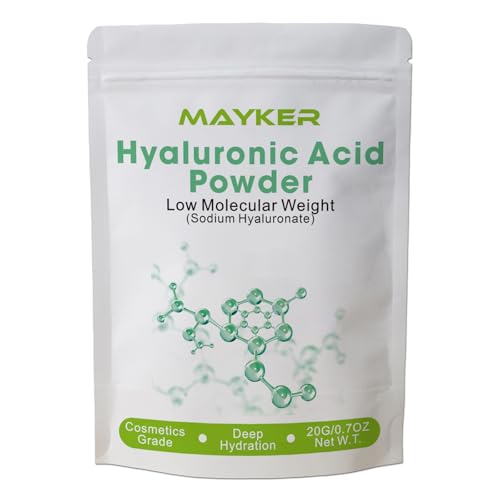 MAYKER 0.7 oz Pure Low Molecular Hyaluronic Acid Powder for DIY Serums & Moisturizers – Pack of 1