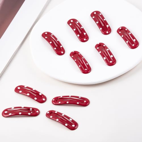 20 Bright Red Rectangle Hair Barrettes for Thin & Fine Hair