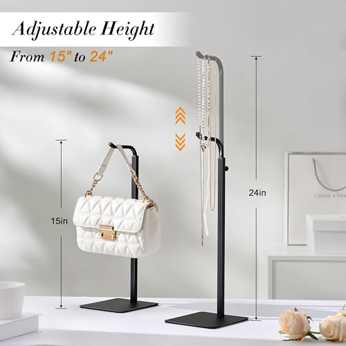 Adjustable Purse Display Stand - Black Tabletop Rack for Handbags