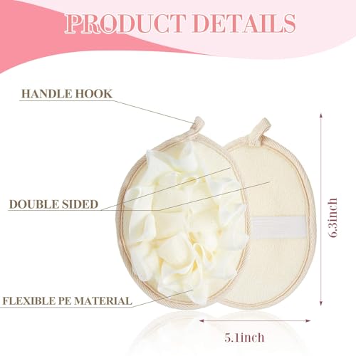 Boao 6 Pcs Exfoliating Shower Puffs Mesh Bath Sponges in Khaki Dark Brown Beige