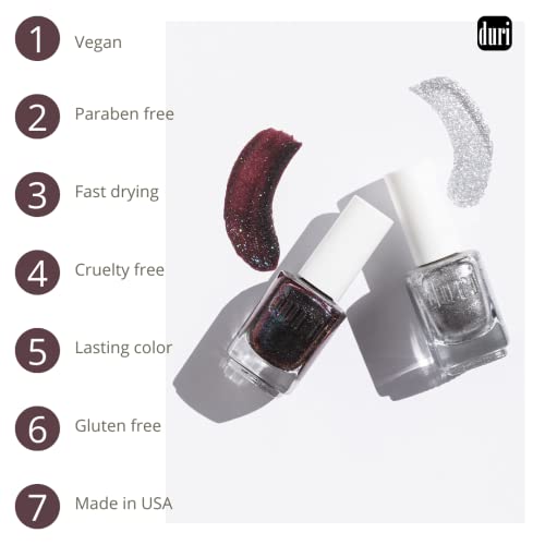 Duri Amethyst Violet Shimmer Nail Polish - Full Coverage, Quick-Dry, Glossy Metallic Finish, 0.45 Fl Oz
