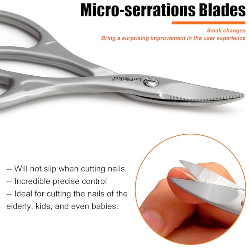 Heavy Duty Nail Scissors with Micro-Serrated Blades - Precise Grooming Tool