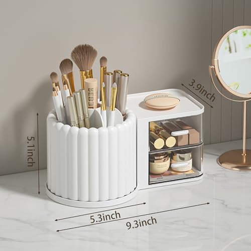 360 Rotating Makeup Brush Holder Organizer with 7 Removable Dividers