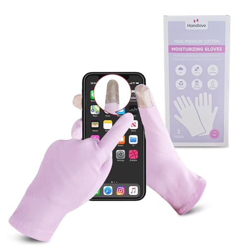 HandLove 100% Cotton Moisturizing Gloves for Eczema Relief - 2 Pairs