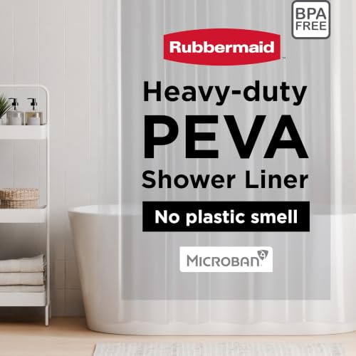 Rubbermaid Waterproof PEVA Shower Curtain Liner, 70x72