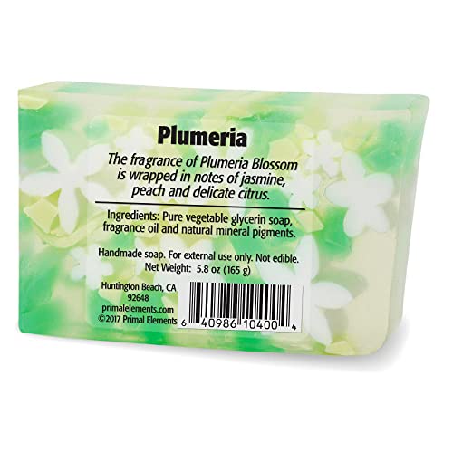 Primal Elements Plumeria Handcrafted Glycerin Bar Soap, 5.8 Ounce