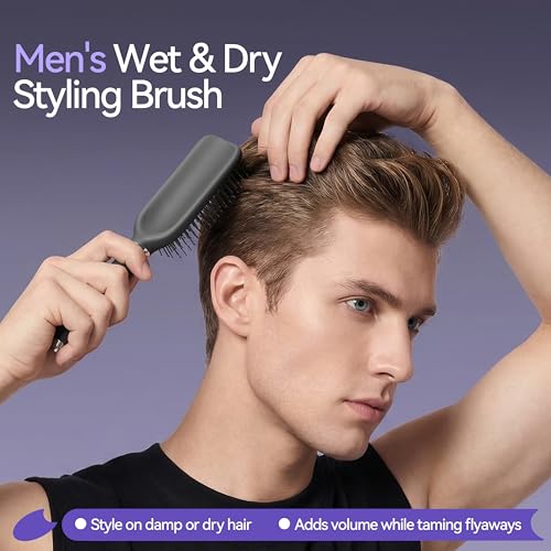 Men's Detangling Hair Brush with Nylon Bristles - Gray