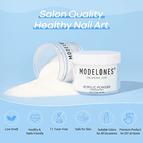 Modelones 2.12oz Transparent Clear Acrylic Powder for Nails - Non-Yellowing Formula, Quick Air-Dry, No Lamp Needed (2.12 Ounce / Transparent Crystal)