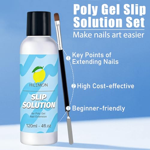 HiLemon Poly Gel Slip Solution Set - 4Oz with Brush & Cup