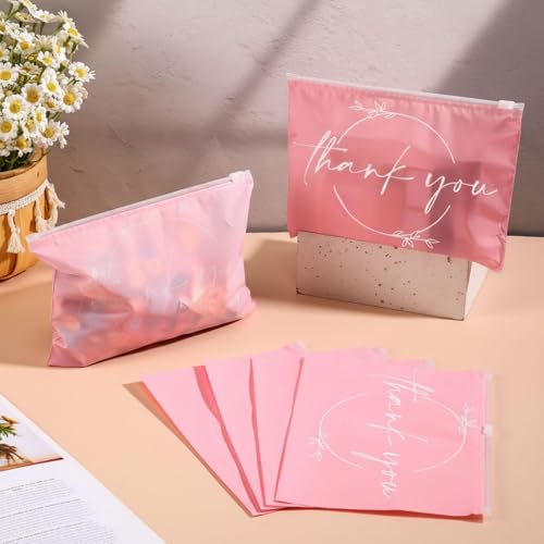 Ireer 100 Pcs Clear and Pink Makeup Bags - Waterproof EVA Gift Organizer