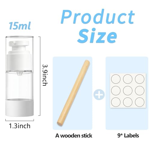 GIVITASOT 3-Pack Clear Airless Pump Bottles - 0.5OZ Travel Cosmetic Dispensers