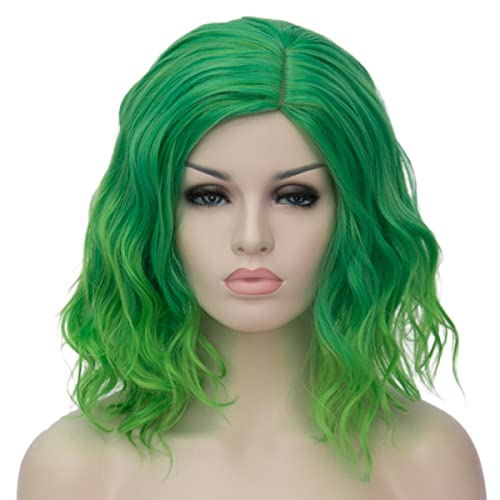 Ruina 14'' Green Short Curly Wavy Bob Wig - Synthetic Party Hair