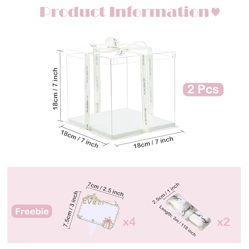 Transparent Cake Box Set - 2 Pcs 4" Cake Carrier with Lids