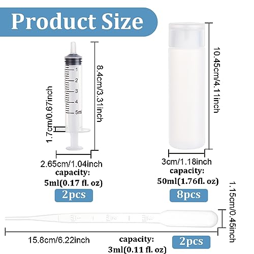 BENECREAT 8 Pack 50ml Clear Refillable Travel Cosmetic Bottles with Flip Caps