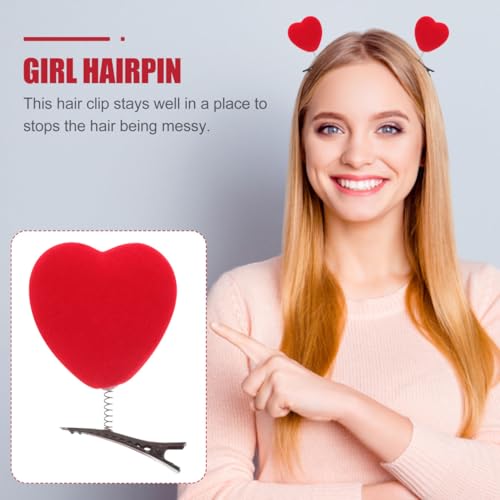 10pcs Cute Hair Clips Red Heart for Women Mini Accessories Bopper