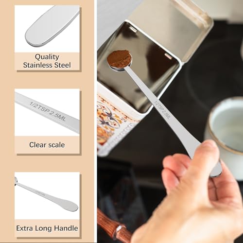 BERYLER Extra-Long Handle Measuring Spoon Set - 2PCS, 1 Tbsp (15ml), Stainless Steel, Dishwasher-Safe