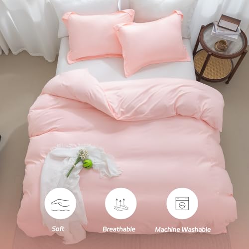SheRest Pink Duvet Cover Set - Full Size Microfiber 3 Pieces