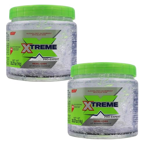 Xtreme Pro-Expert Alcohol-Free Hair Gel Pack of 2, 35.27 Oz Each - Strong Hold & Shine