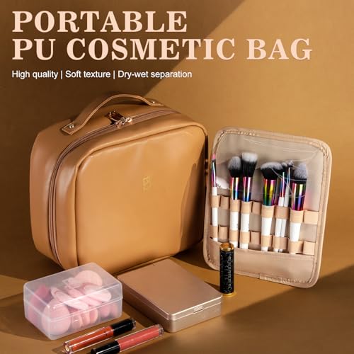 XL Waterproof Makeup Bag with Brush Compartment & Transparent PVC - Travel & Cosmetic Organizer