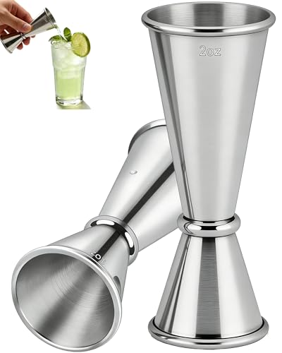Goldelith Stainless Steel Cocktail Jigger Set - 1oz/2oz Measuring Cups for Bartending