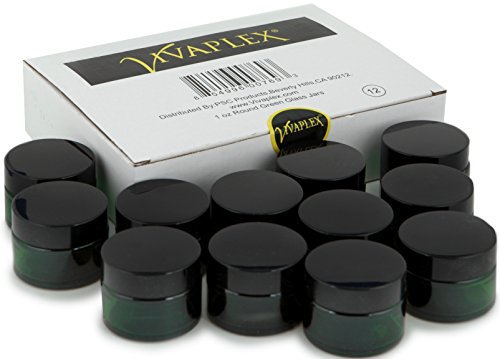 Vivaplex 1 oz Green Glass Jars with Lids - 12 Pack for Storage