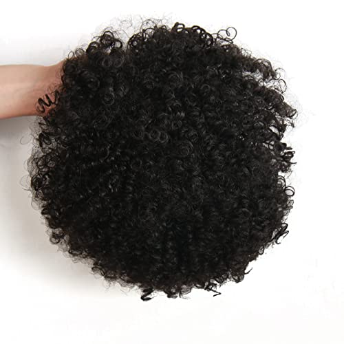 12 Inch Afro Puff Kinky Curly Drawstring Ponytail Extension for Women - Natural Look, Synthetic Hair, Black 1B#