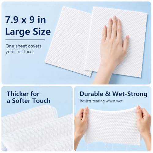 Apenkes Disposable Face Towels, 100 Count, Ultra Soft Facial Wipes