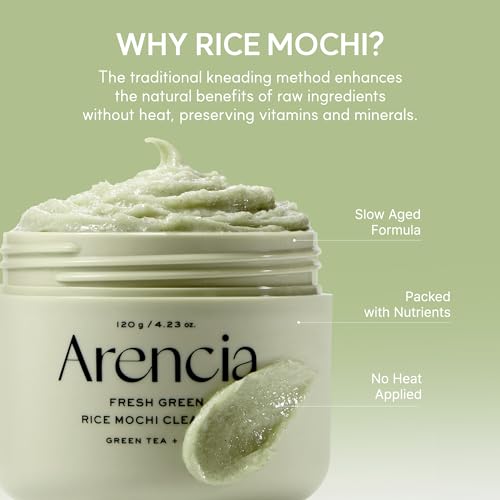 Arencia Korean Rice Mochi Face Cleanser - 4.23oz Green, Gentle Exfoliating Wash